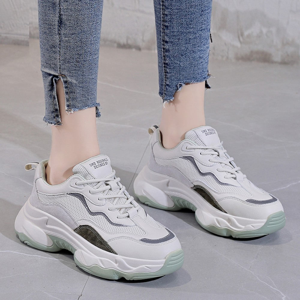 Women's Spring New Trendy Shoes Thick Bottom Color Matching Sports Casual Shoes